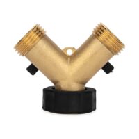 Camco Fresh Water Y-Valve, Brass, 3/4 Inch with Quarter-Turn Shut-Offs
