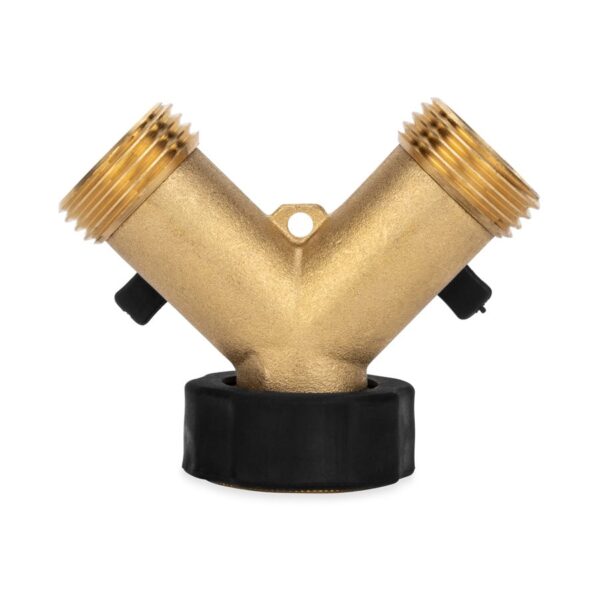 Camco Fresh Water Y-Valve, Brass, 3/4 Inch with Quarter-Turn Shut-Offs
