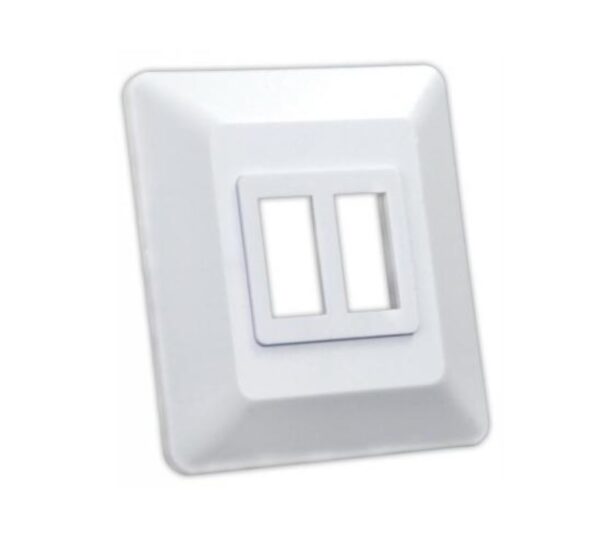 JR Products Type B Faceplate, Double Opening, White, Thin-Wall