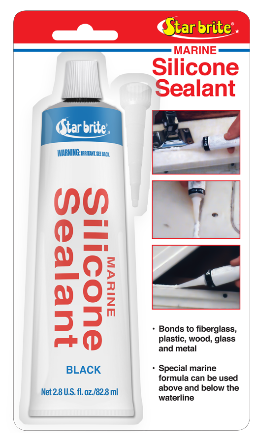 Star Brite Marine Silicone Caulk Sealant, Black, 2.8 oz Tube