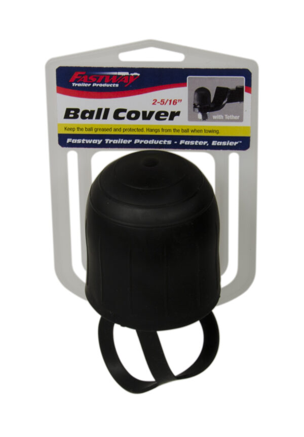 Fastway Tethered Hitch Ball Cover, 2-5/16 Inch, Black Rubber