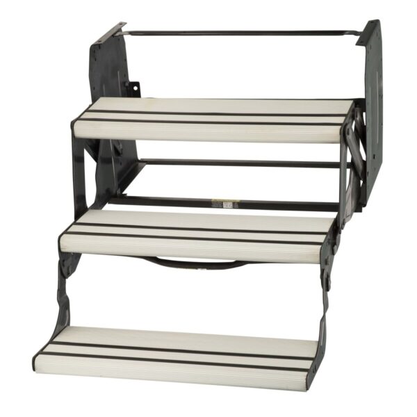 Lippert Alumi-Tread Hybrid Manual Entry Step, 24 Inches Wide, Triple, Black
