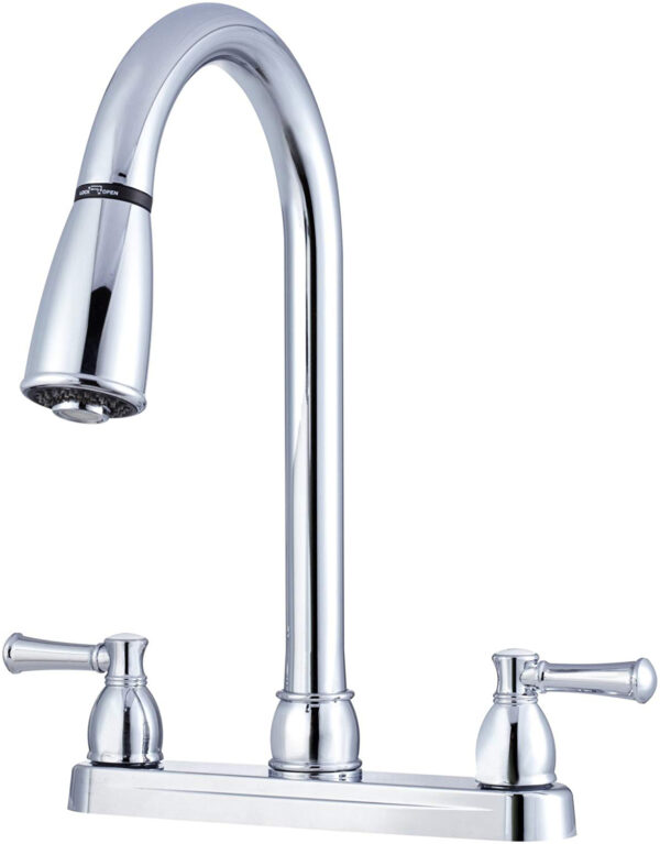 Dura Faucet Pull-Out Kitchen Faucet, 8 Inch, Chrome Plated
