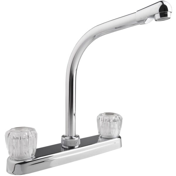 Dura Faucet RV Kitchen Faucet, High Arc, Dual Knob, Silver