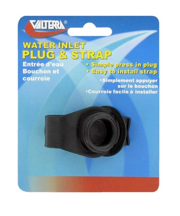 Valterra Fresh Water Inlet Cap, Plug-Strap, Lockable, Black