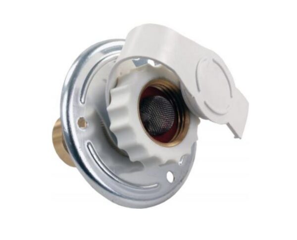 JR Products Fresh Water Inlet with Check Valve, 1/2 Inch Female, Silver