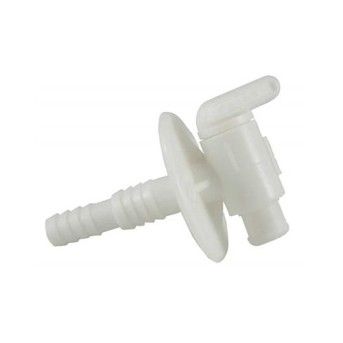 JR Products Drain Petcock, White, Barbed, 3/8 to 1/2 Inch