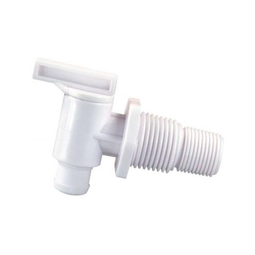 JR Products Drain Petcock, White, Male Threads, 3/8 to 1/2 Inch