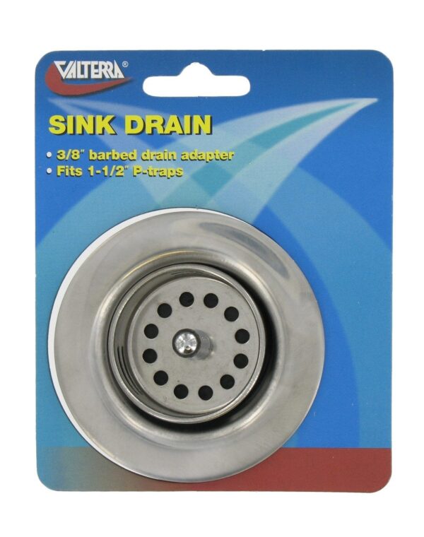 Valterra Sink Drain Assembly, 2-1/8", Chrome-Plated, Silver