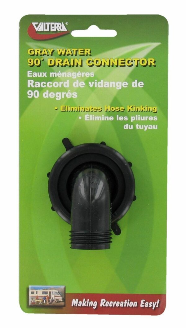 Valterra Waste Water Drain Adapter, 1-1/2 Inch Swivel, Black, 3/4 Inch Hose
