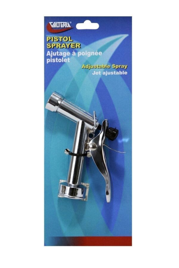 Valterra Pistol-Grip Garden Hose Nozzle with Adjustable Spray, Silver