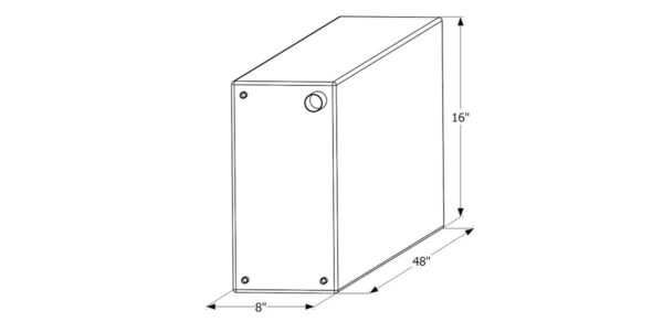 Icon 25-Gallon Fresh Water Tank, Rectangular, 8 x 48 x 16 Inches, White