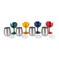 Camco Camping Wine Tumblers, 8 oz, Stainless Steel, 4-Pack