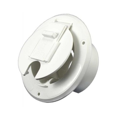 JR Products 30 Amp Electrical Cord Hatch, Round, Polar White