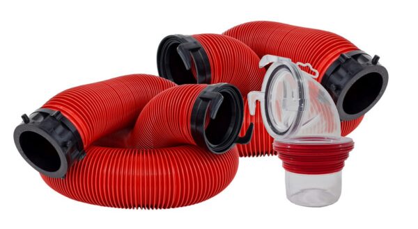 Valterra 20 Foot Sewer Hose, 3 Inch, Red, 18 Mil Vinyl with EZ Coupler