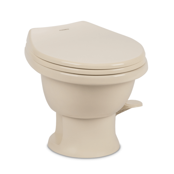 Dometic Porcelain RV Toilet, Bone, Pedal Pump, 13-1/2 Inch