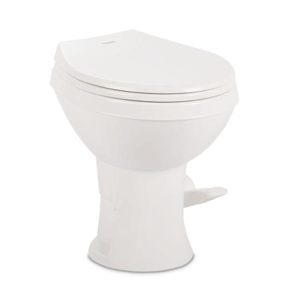Dometic 400 Essential RV Toilet, White, 18-Inch Seat, Pedal Pump