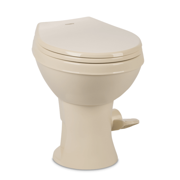 Dometic 400 Essential RV Toilet, Bone, 18-Inch Seat, Pedal Pump