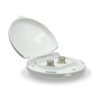 B&B Molders TV Cable Entry Plate, Dual Coax, Surface Mount, Polar White