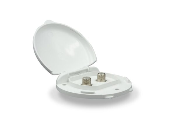 B&B Molders TV Cable Entry Plate, Dual Coax, Surface Mount, Polar White