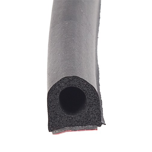 AP Products Non-Ribbed D-Seal Weather Stripping 3/4 in x 3/4 in, Black, 50 ft