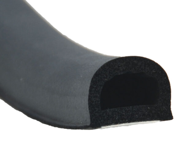 AP Products Non-Ribbed D-Seal Weather Stripping 3/4 in x 1/2 in, Black, 50 ft