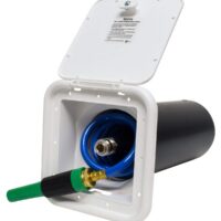 Phoenix Products Exterior Spray Port, White, Self-Storing with Hose