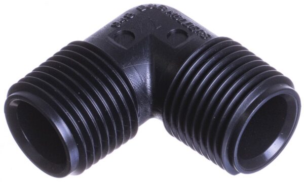 B&B Molders Fresh Water Elbow Fitting, 1/2 inch Male Threads, Black