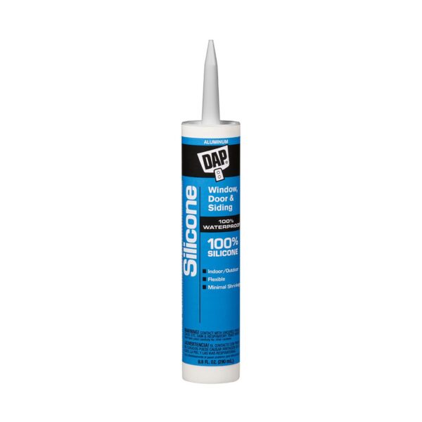 DAP Silicone Caulk, 10.1 oz Cartridge, Aluminium, Not Paintable