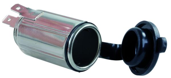 JR Products 12V Power Port Socket, Silver and Black, Quick Nut Mount