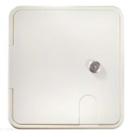 RV Designer 50 Amp Rectangular Electrical Cord Hatch, Large Cutout, Polar White