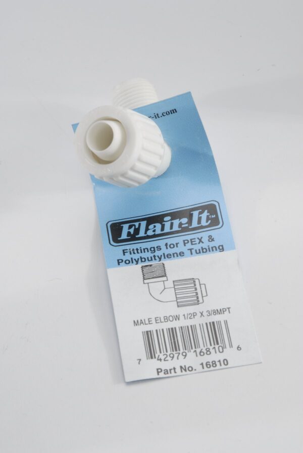 Flair-It Compression to Male Thread Elbow, 1/2 to 3/8 Inch, 90 Degree, White