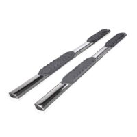 TrailFX Oval Nerf Bar, 4 Inch Diameter, Silver Polished Steel, Set of 2