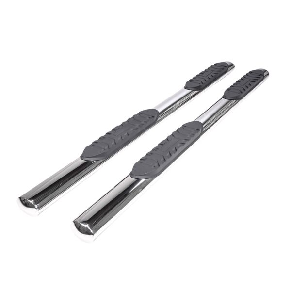 TrailFX Oval Step Bars, Silver Polished, 4 Inch, Rocker Panel Mount, Set of 2