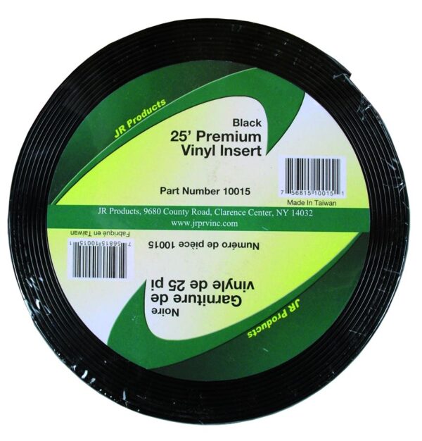 JR Products Trim Insert, 1 Inch x 25 Feet, Black Vinyl