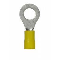 WirthCo 5/16 Inch Ring Terminal, 12–10 Gauge, Yellow, Pack of 100
