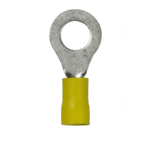 WirthCo 5/16 Inch Ring Terminal, 12–10 Gauge, Yellow, Pack of 100