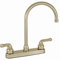 Empire 8 Inch Kitchen Faucet with Teapot Handles and Gooseneck Spout, Nickel-Plated