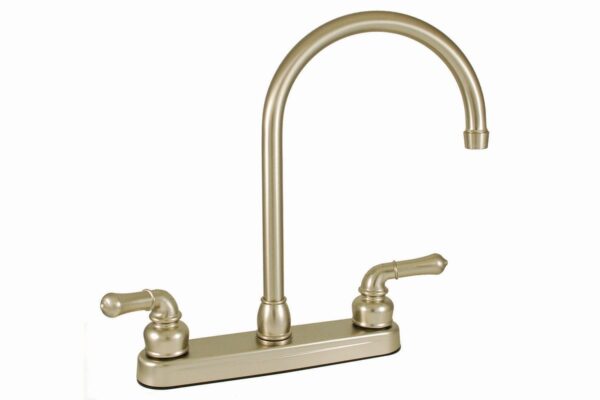 Empire 8 Inch Kitchen Faucet with Teapot Handles and Gooseneck Spout, Nickel-Plated