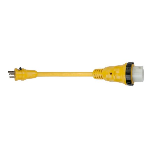 Marinco 15 to 50 Amp Power Cord Adapter with LED Indicator, Yellow
