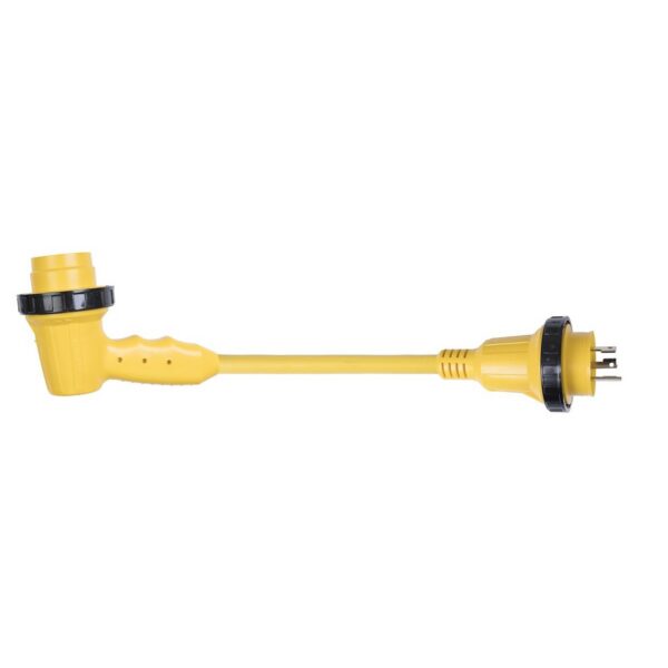 Marinco ParkPower 30 Amp Right Angle Adapter Cord, 18 Inch, Yellow