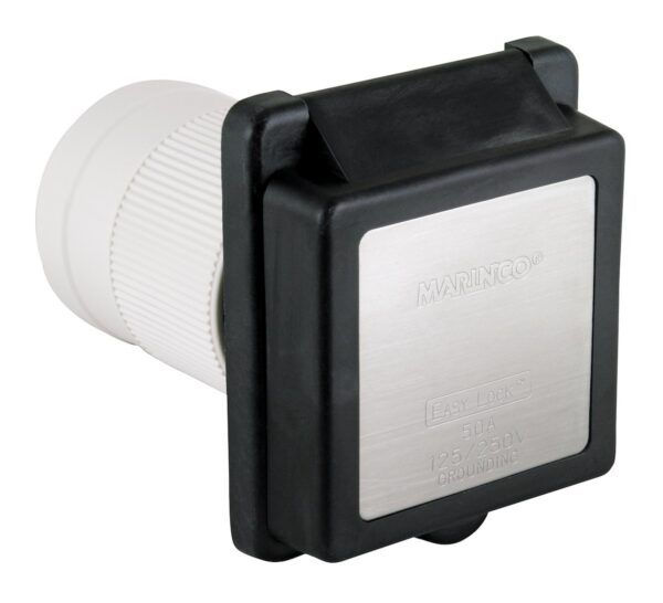 Marinco 50-Amp Shore Power Inlet, 120/240V Dual Voltage, Black