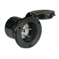 Marinco 20 Amp, 120V Battery Charger Inlet Port with Dust Cover, Black