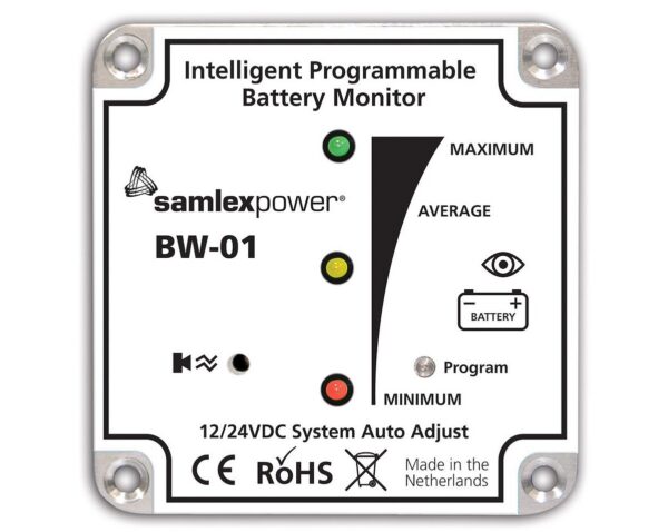 Samlex 12/24 Volt Battery Monitor, LED Display with Alarm