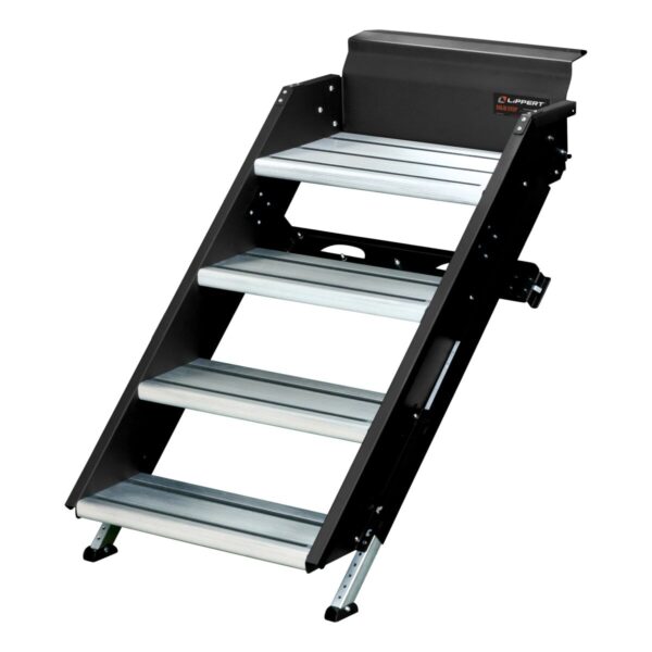 Lippert Solid Step RV Entry Step, 4-Step, Manual Retractable, 20 in. Width, Black