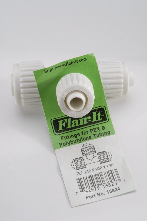 Flair-It Reducing Compression Tee, 3/4 to 1/2 Inch, White
