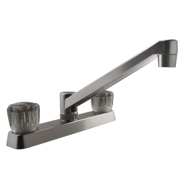 Dura Faucet RV 2-Hole Sink Faucet, Brushed Nickel, Low Arc, 8" Mount