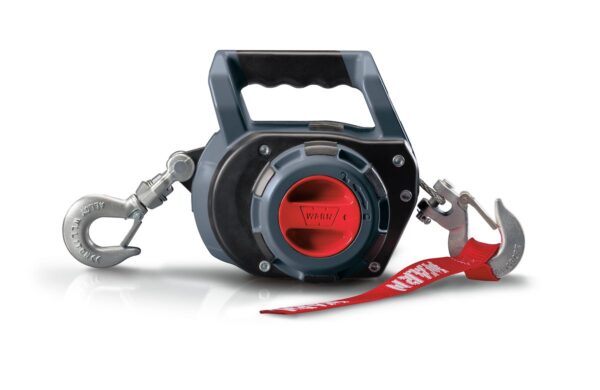 WARN 750-Pound Drill Winch, Portable, Synthetic Rope, Gray