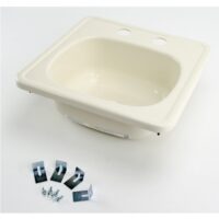 Lippert Better Bath Outdoor Kitchen Sink, Square, Parchment, 2-Hole