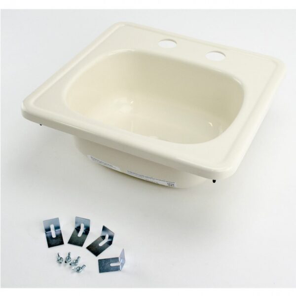 Lippert Better Bath Outdoor Kitchen Sink, Square, Parchment, 2-Hole